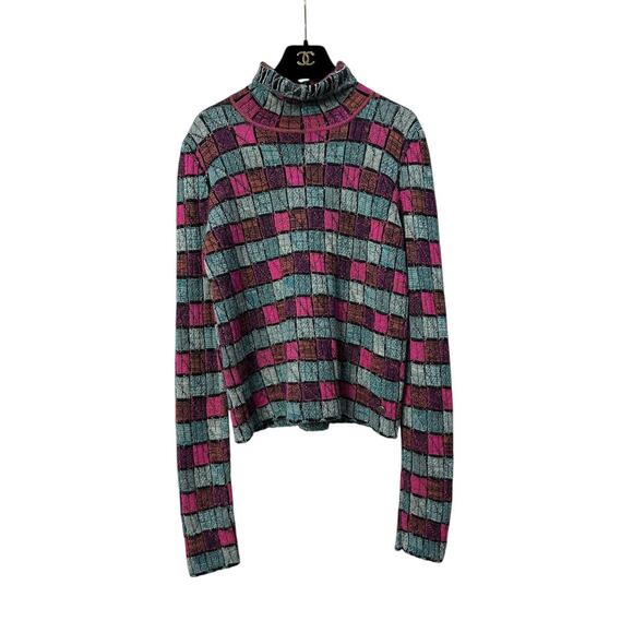 Chanel 2018 Paris-Hamburg Blue Striped Turtleneck Sweater Sz.38 - Picture 1 of 8